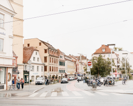 Morning Street in Graz downtown