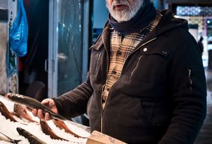 Fischverkäufer im Modiano Markt