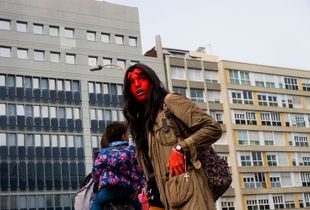 A female version of Hellboy is waiting for the unexpected. Barcelona. 2016