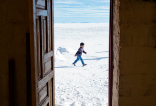 Kid running in the salt