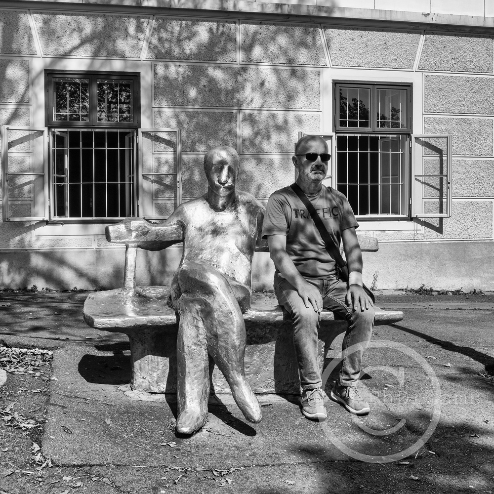 A bench in Zagreb in a summer day