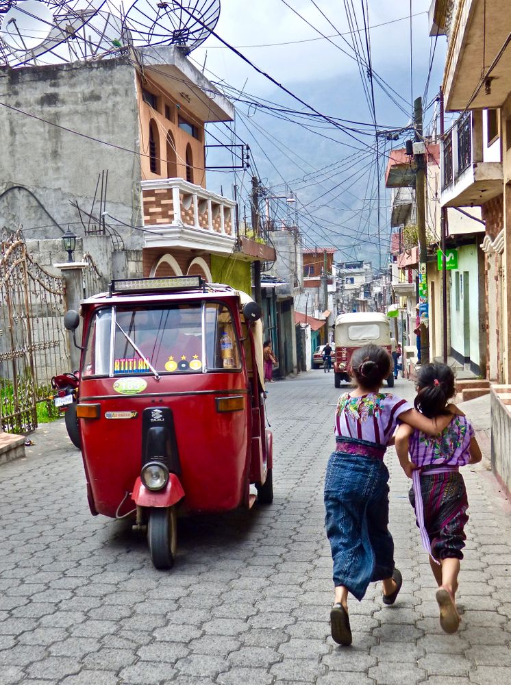 Santiago Atitlán Tuk Tuk and Local Girls