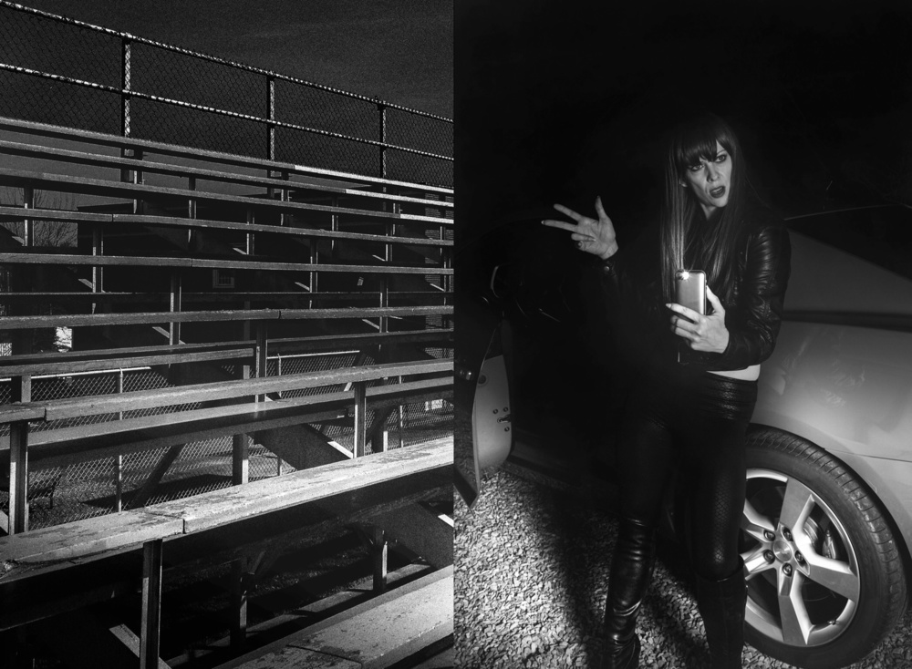 behind the bleachers...