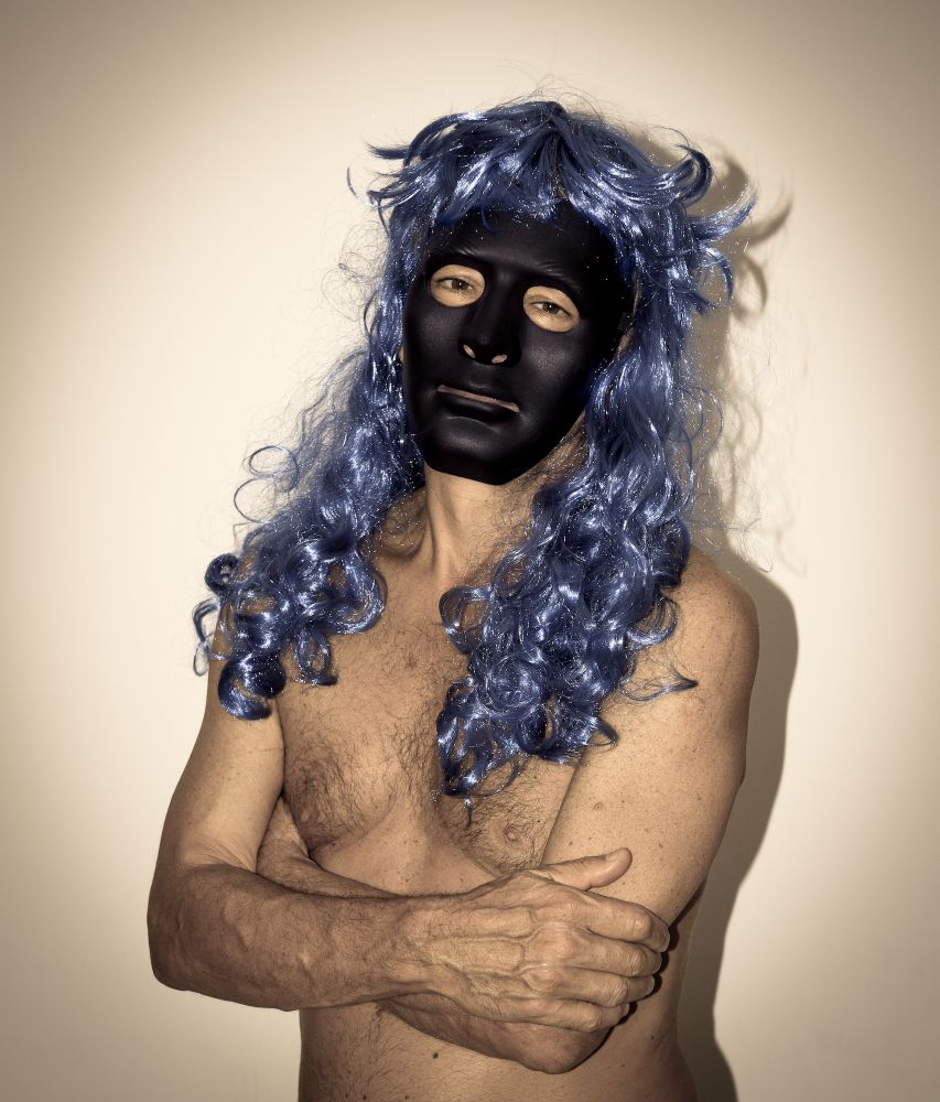 Tim in wig and mask
