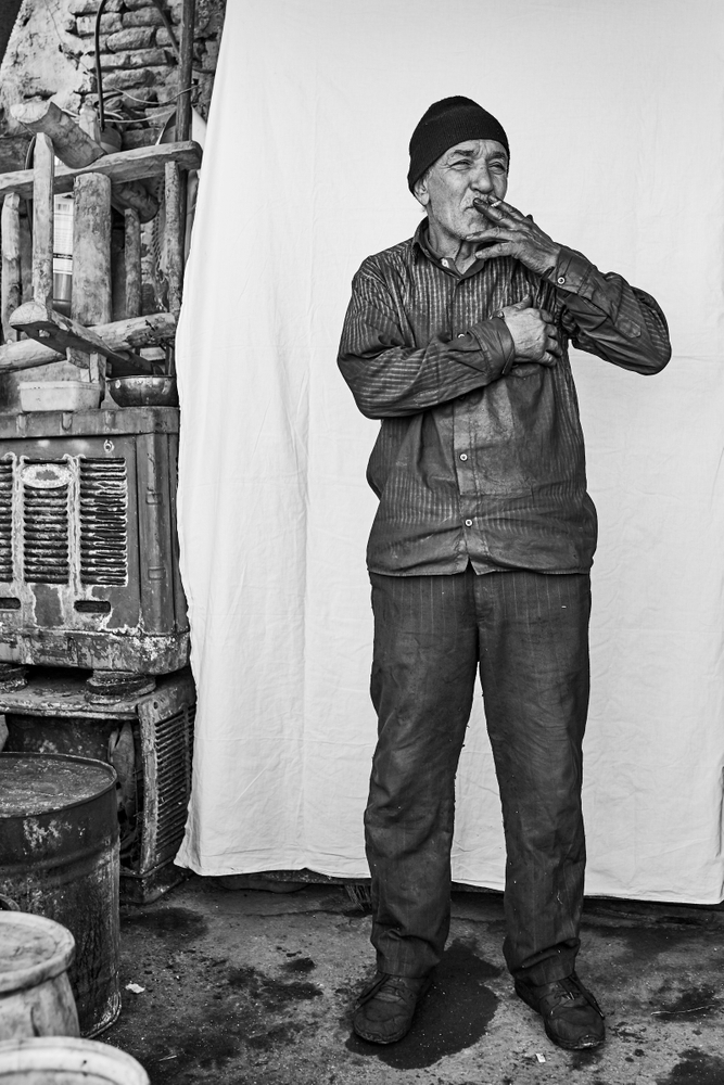 Portrait of metal polisher in Iran
