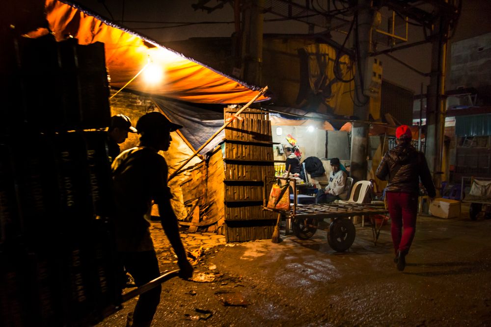 Night life in LongBien market