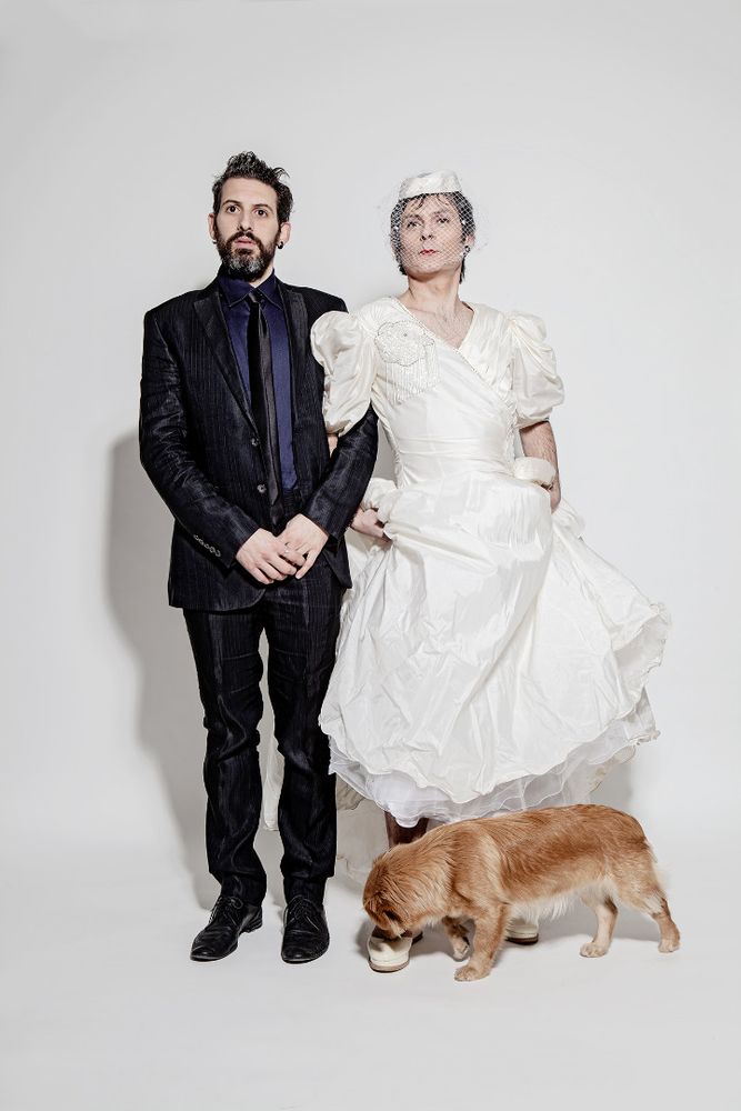 Bride, Groom and dog