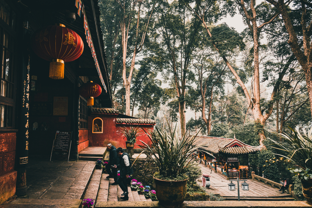 Buddhist temple at the foot of Mount Emei 
