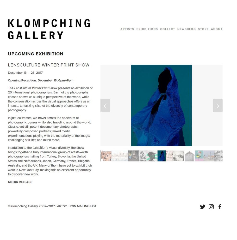 LensCulture Winter Print  Show at Klompching Gallery  in New York 2017