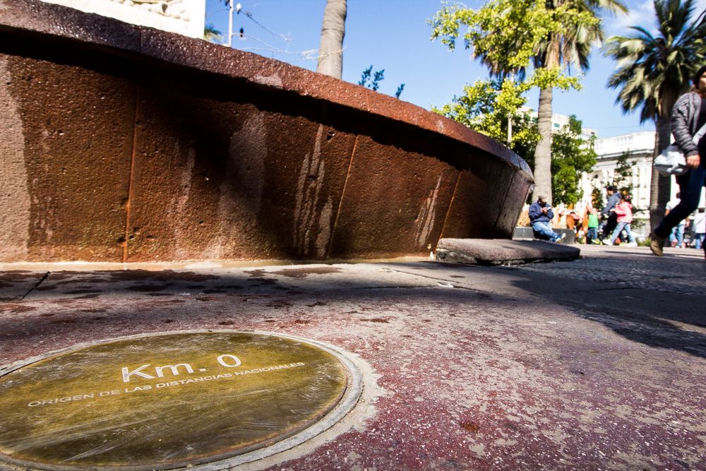At ground level in the street