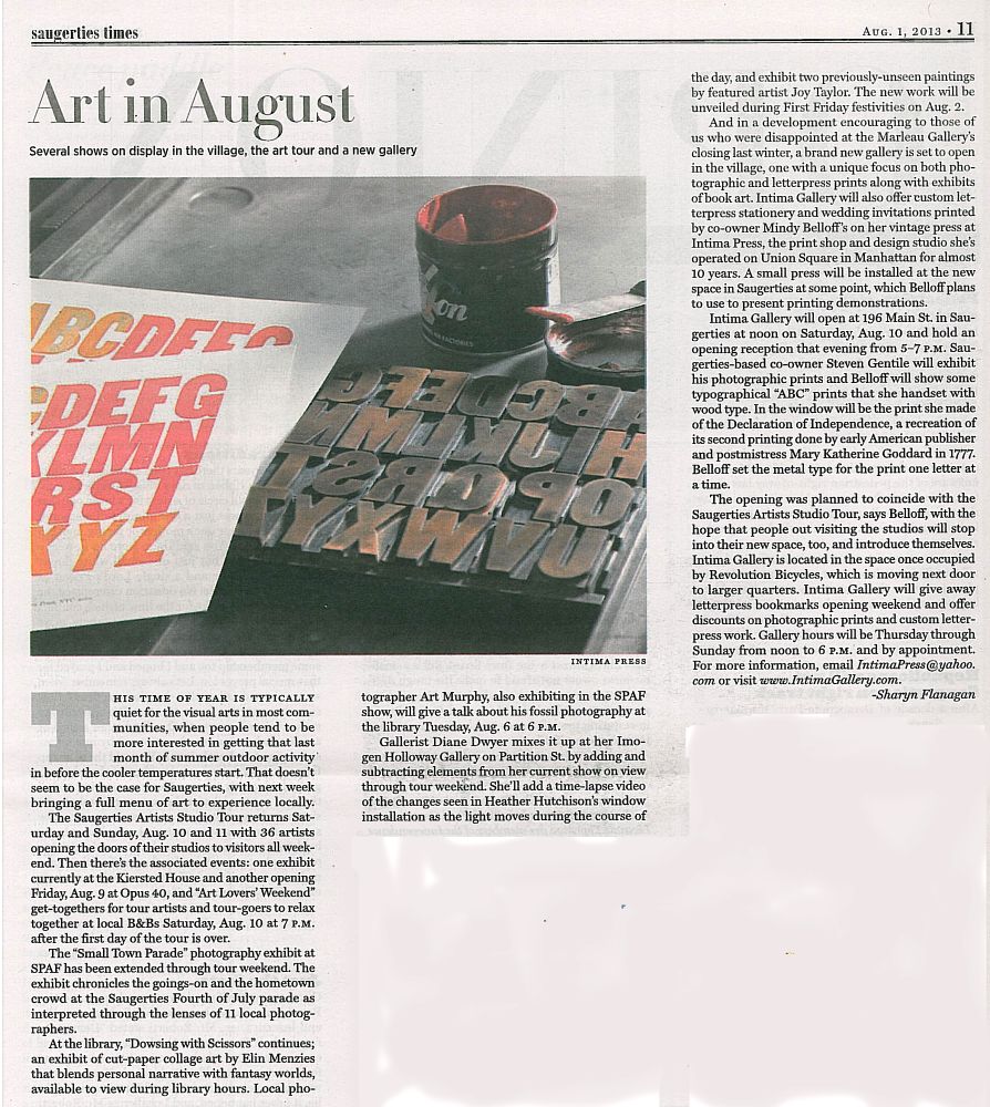 Intima Gallery - highlights of the exhibits, press, and other ephemera