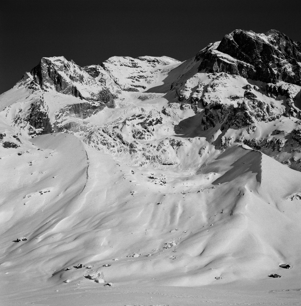 Mountainscape around Pralognan la Vanoise (B&W middle-format)