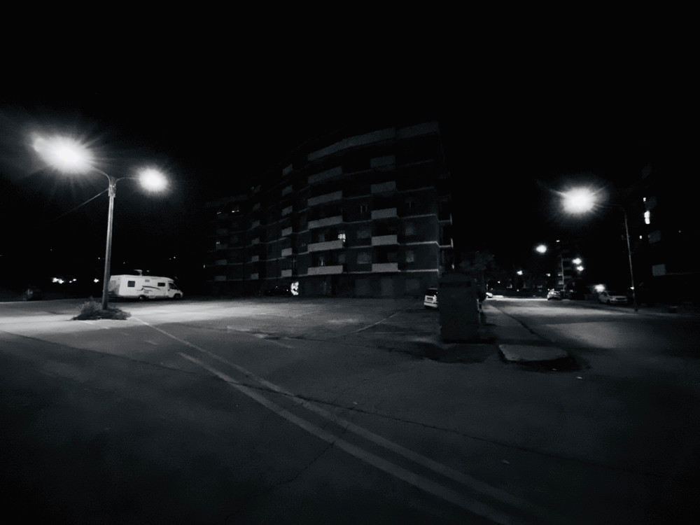 A winter night in a suburbs of an Italian town