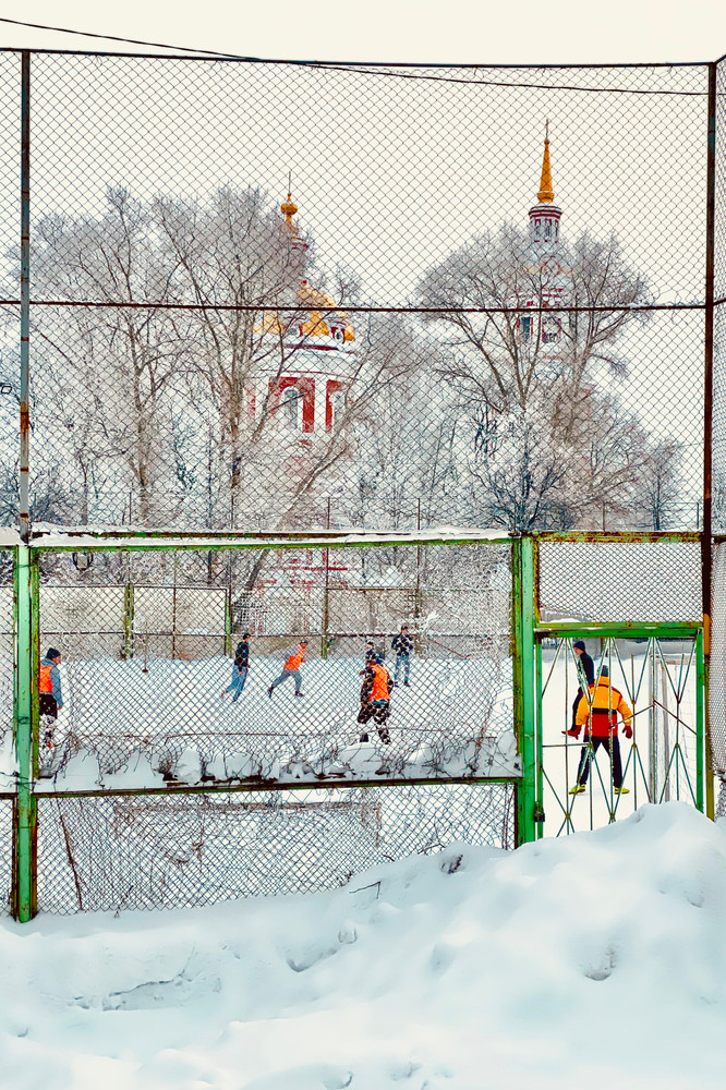 Football in the snow