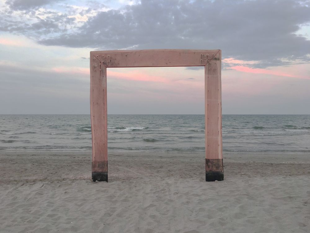 The beach at the sunset. 