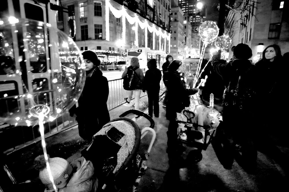 New York by Night in Black and White