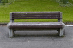 Three robust benches outside a hotel, Helsinki, 2011