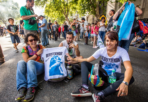 Cristina's supporters on her last day in office.
