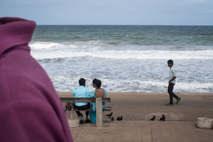 Couple at Galle beach.