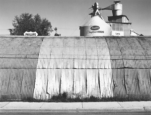 8173.3, Quonset shed at Len's Feed and Fuel, Platteville, WI, 1981.  coll:  Smithsonian American Art Museum.