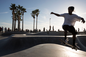 Venice beach Boardwalk, skaters.