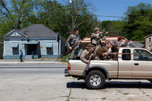 Jeff Balentine, Kenneth Daniel, Dylan Woodliff, Stephen Evans and Lewis Robinson on the site of The Battle of Ezra Church, Atlanta, GA, 2014.