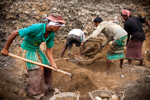 Workers at the quarry