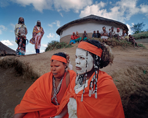 Young trainee Sangomas. ( Witch-doctors) in the hills of Zululand, South Africa.