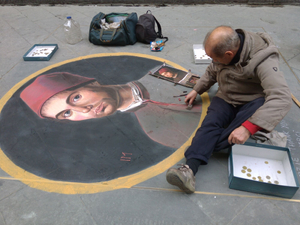 Stone pavement artist.