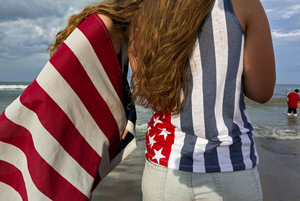 1 flag, 2 girls, 4 July