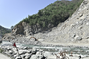 Big quarry on the bank of the Kapisre  river a few kilometers away from Arhavi.