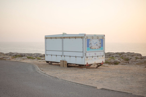 Solitary food truck on a cliff in Peniche, Portugal, May 2018