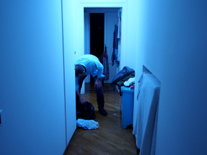 Domenico separating clothes for the laundry