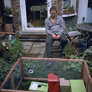 Glen Poole, former Press Officer Father-4-Justice, 'house sitting' for his ex-wife, Islington, London, 20 August 2006. Now strategic director of the Men's Network.