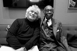 Composer, George Walker with Conductor, Sir. Simon Rattle, photographed in the "Maestro's Dressing Room" at Carnegie Hall, New York.