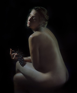Girl and grapes
