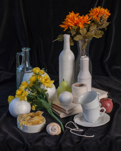 This still life is part of a stop motion video and included 5 stills Printed in editions of three.  This work is a chapter from Providence Unknown begins to question issues of value, providence, authorship and the structures in place for the teaching of art.  These sets were taken and photographed from the prom shop in the drawing and painting department and OCADUniversity.This is a still from a s