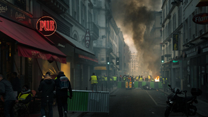 Yellow Vest riots in Paris. Champs-Élysées, 2018.