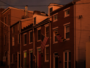 USA. Baltimore. 2015. Buildings at the sunset hour