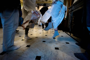 The temple room kirtans during the Radhadesh Mellows festival are renowned for their vigorous dancing