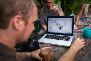 ADF’s Cartographer Stéphane De Greef shows the mapping process and outcomes revealed by LIDAR technology at Phnom Kulen, Siem Reap Province, Cambodia.