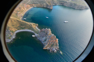 Shaman Rock, Olkhon Island, Helicopter View