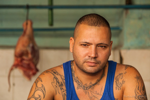 Meat Vendor, Havana market.