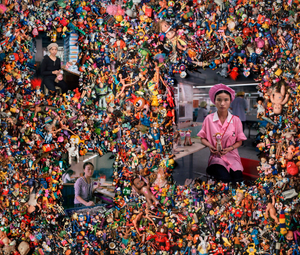 From the series "The Real Toy Story," Wolf's first major art project. The work was inspired by Wolf's childhood fascination with plastic toys (which were forbidden to him by his parents). By scouring the California coast, Wolf gathered over 20,000 toys which, when combined with portraits of Chinese workers, produced his first investigation into the broader contours of urban life.