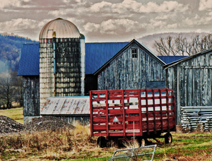 Farm and Red Cart-Roxbury, NY. Delaware County