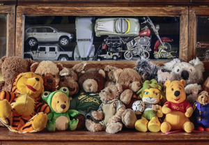 Julius' teddy bear collection.