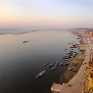 The bend in the River Ganges at Varanasi.
