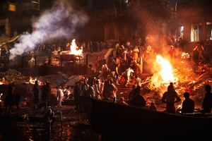 Manikarnika, burning ghat at night