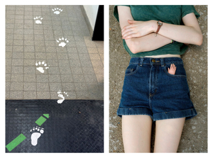 “Footprints and Paw prints & Little plastic hand”