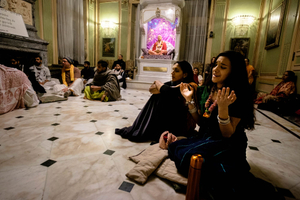 The devotional atmosphere during the festival pervades the entire atmosphere during Radhadesh Mellows
